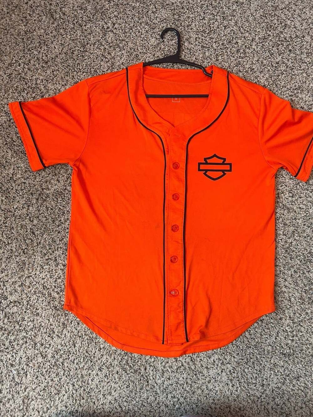Harley-Davidson Baseball Jersey Size S Orange Black